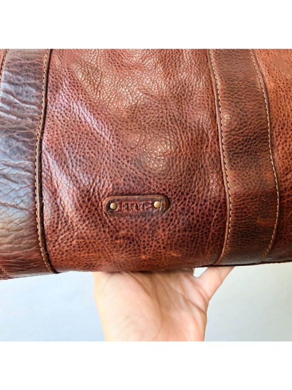 Frye Sylvia Large Travel Tote Handbag Brown Leather - Picture 4 of 14